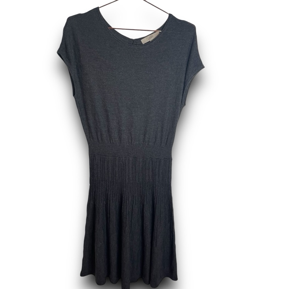 Loft Gray Sleeveless Knit Sweater Dress